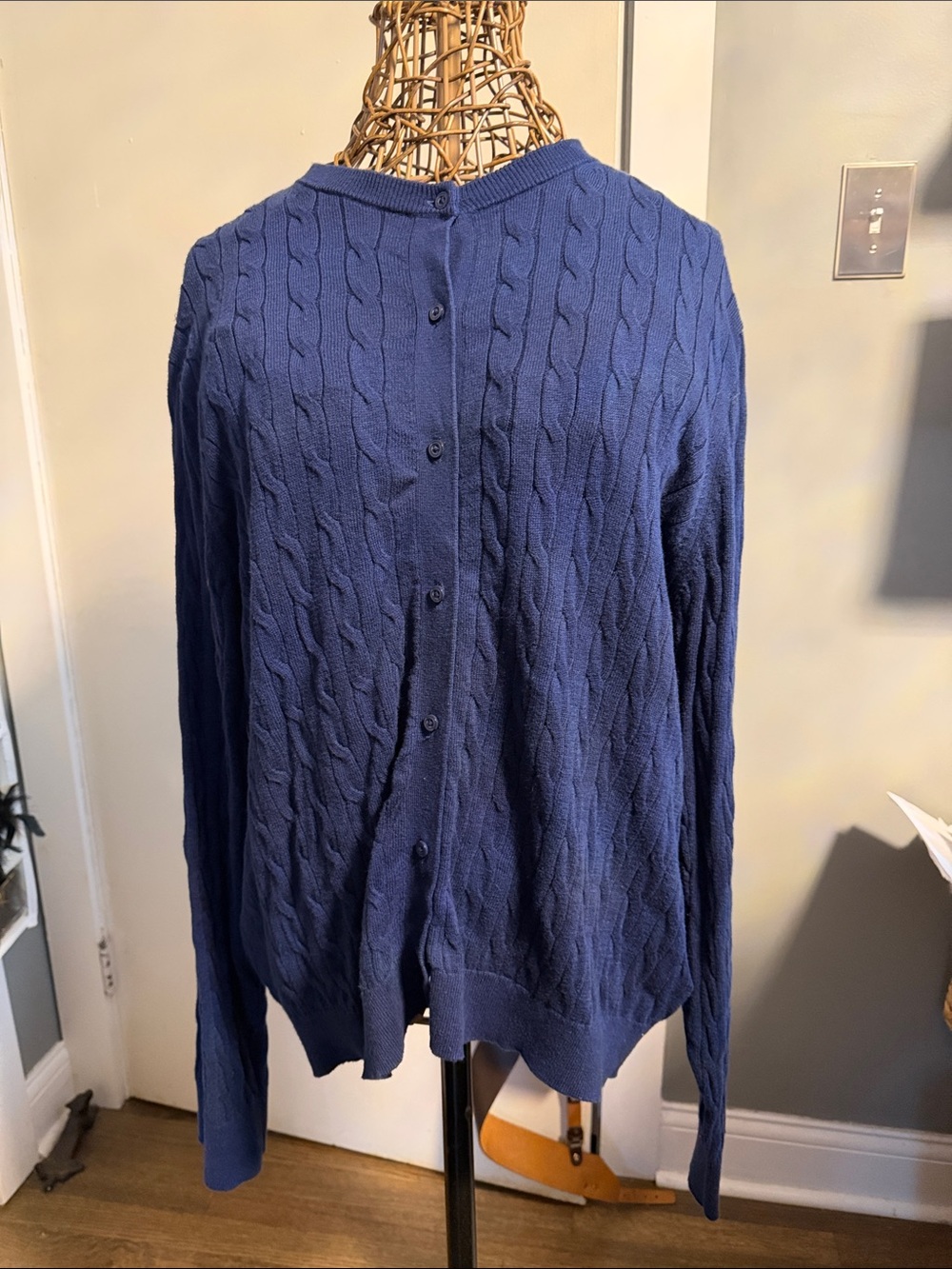 J. Crew Navy Cable Knit Button-Up Cardigan